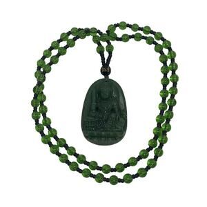 Fashion Green Glass Bead 28” Necklace Green Jade Glass Pendant China